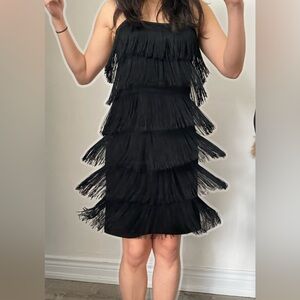 Michael Kors Black Fringe Mini Dress